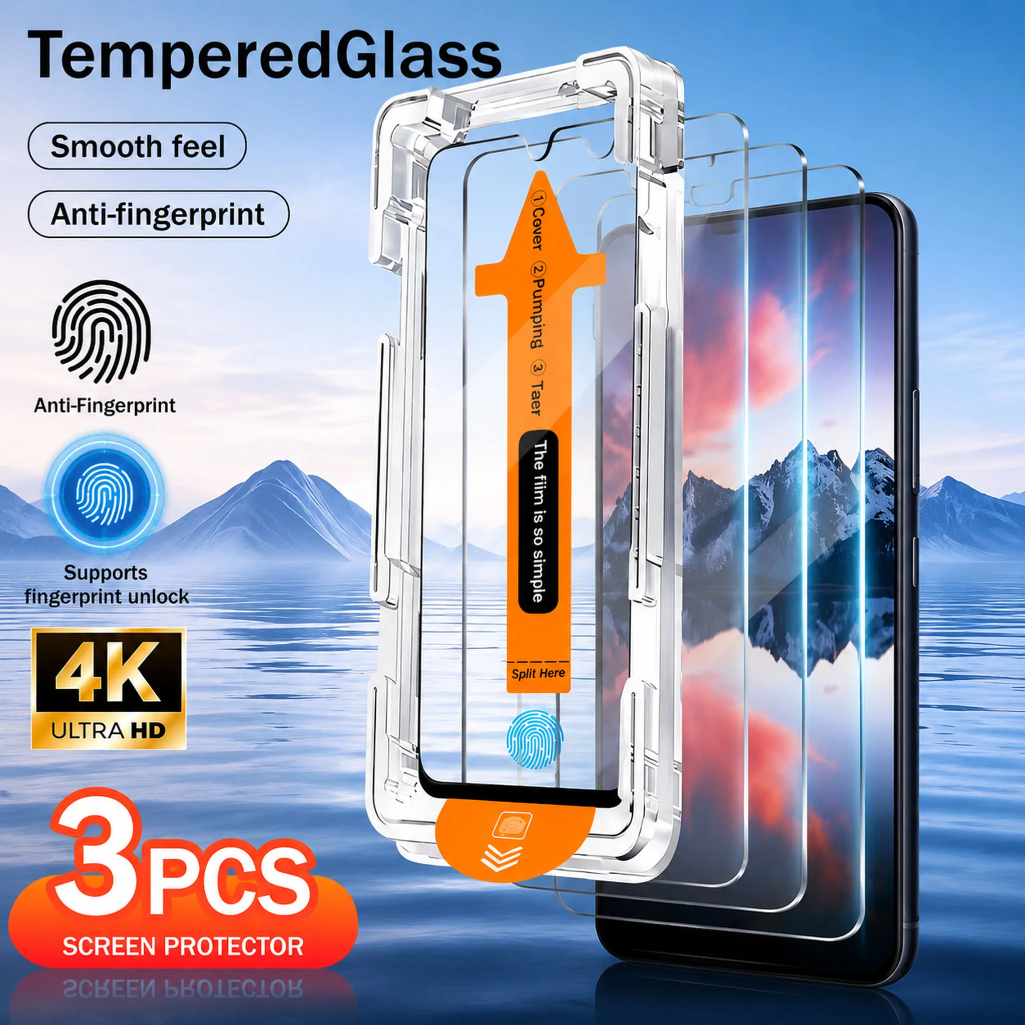 3-1 Stück unterstützt Fingerabdruck-Entsperrung, für Samsung Galaxy S26 Ultra S25 S24 S23 S22 S21 Plus 5G Displayschutz aus gehärtetem Glas