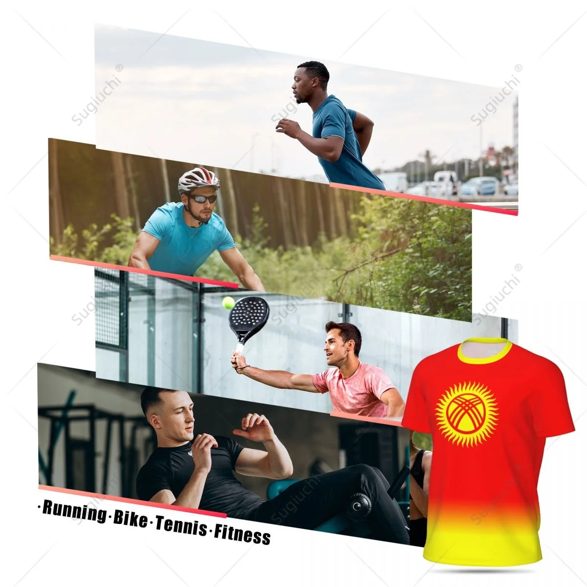 Sports Mesh T-shirt Kyrgyzstan Flag For Running Bike Soccer Tennis Football Fitness Tees 3D Printed Custom