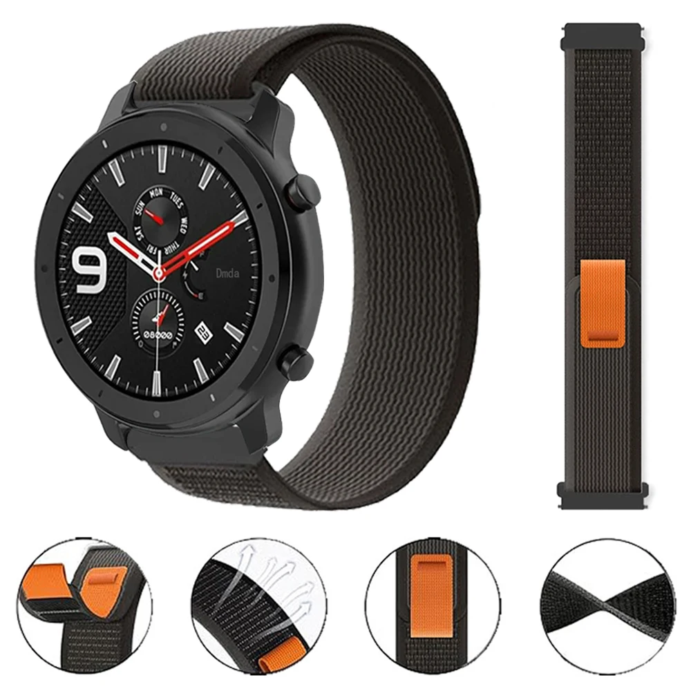 Sport Nylon Trail Loop Strap For Huami Amazfit GTR 4 3 Pro 47mm Band GTS 4 3 2 Bracelet Xiaomi MI Watch S2 S1 Pro Watchband Belt