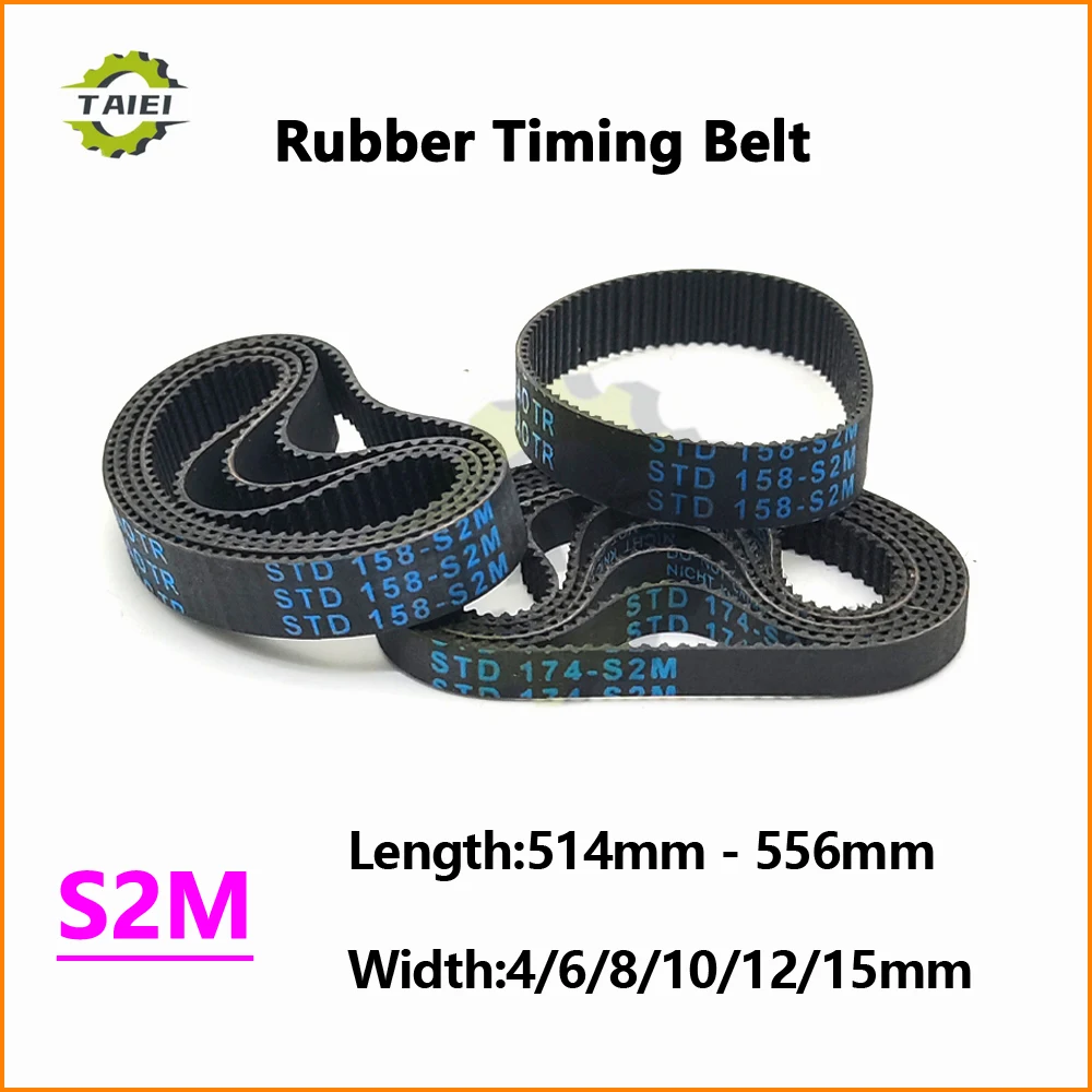 

S2M Rubber Synchronous Belt Length 514 516 518 520 530 532 534 536 540 546 548 550 552 556mm Width 4-15mm S2M Drive Timing Belt