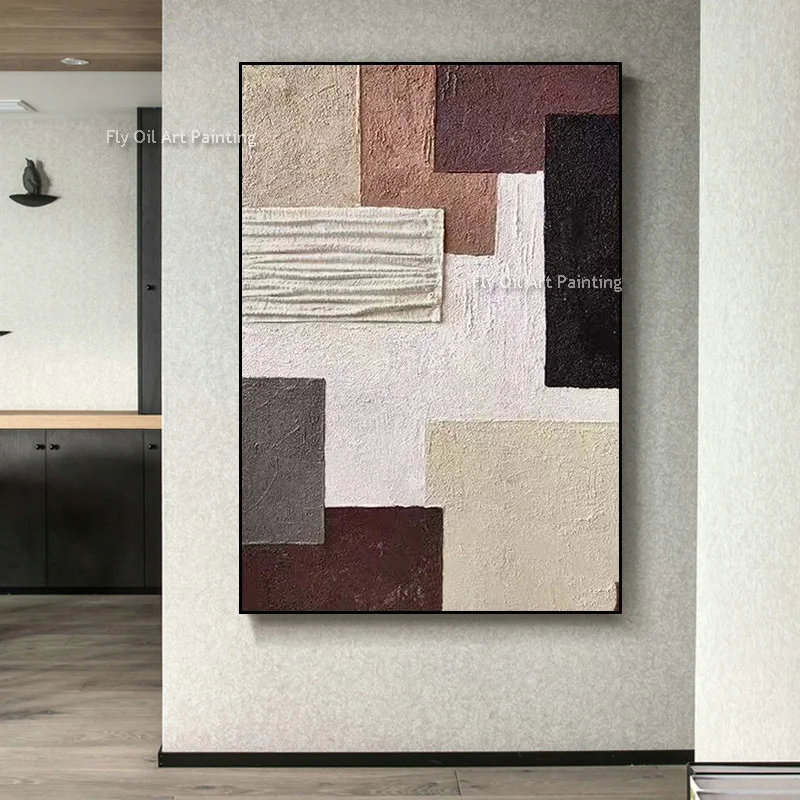 Large Beige 3D Textured Wall Art Neutral Beige Wabi Sabi Earthtone Abstract Handmade Oil Painting on Canvas Modern Home Decor
