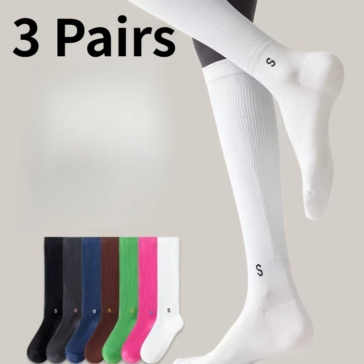 

1/3 Pairs Women Compression Calf Socks Summer Anti-slip Long Tube Pressure Socks Professional for Running Skipping Fitness Yoga