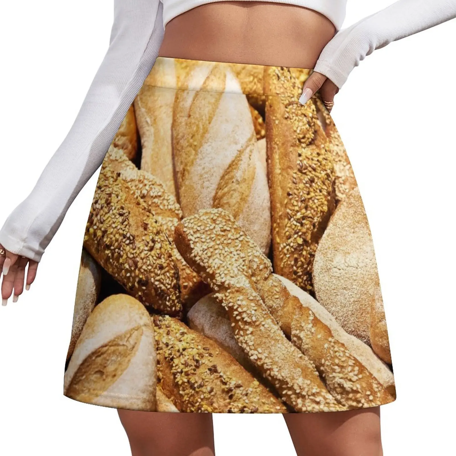 Bread baking rolls and croissants Mini Skirt Women clothing Women skirt night club outfits School uniform