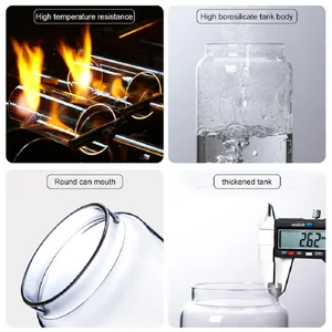 Glasfutterspeicherflaschen, Behälter mit luftdichtem Bambusholzdeckel, Keksschale, Walnüsse, Kaffeekörner, Müsli, 1PC 8 Hauptverkäufe können Glas für Kekse - №3