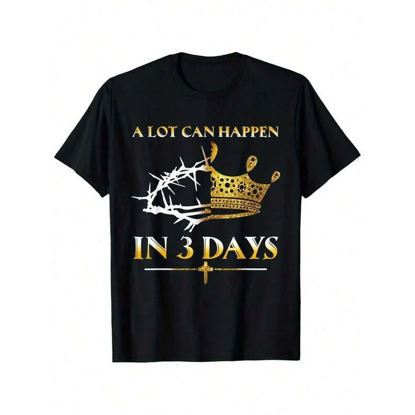 Comfortable He Is Risen In 3 Days Unisex Easter-Shirt –% Cotton Casual Round Neck Short Sleeve Tee With Crow Clothes Graphic Shirts Men Clothing