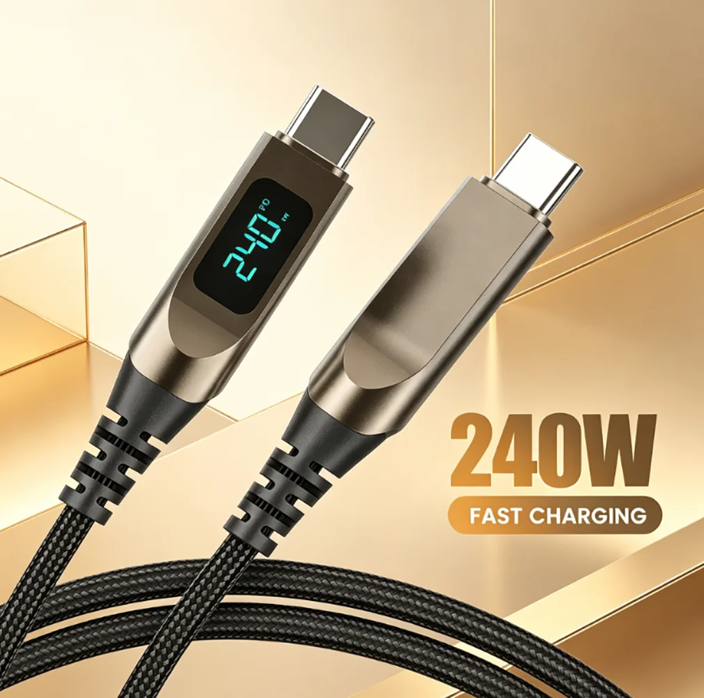 �y�Z�[�����z240W 5A���A���^�C���f�W�^���f�B�X�v���C���� Type-C to Type-C �}���[�d�f�[�^�P�[�u�� iPhone 15 16 17 Pro Max Xiaomi Android�[�d��Ή�