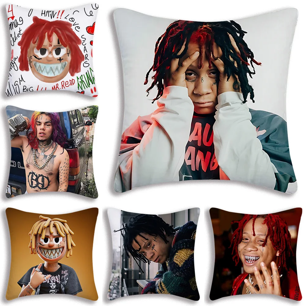 Pillow Covers Cartoon Rapper T-TrippieS R-Redd Sofa Decorative Home Double-sided Printing Short Plush Cute Cushion Cover