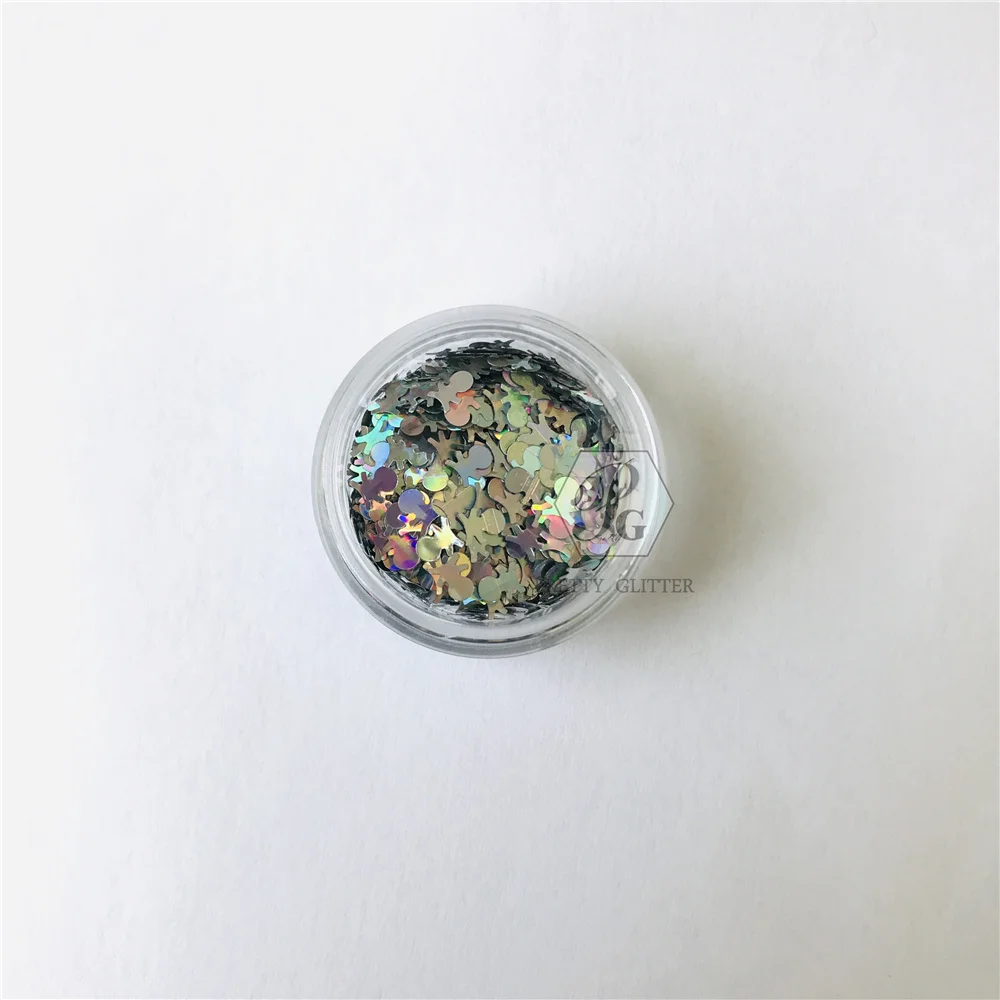 PrettyG 1 Box Skeleton Glitter Shape Halloween Nail Glitter Holographic Glitter Flakes For Nail Art Decorations Accessories