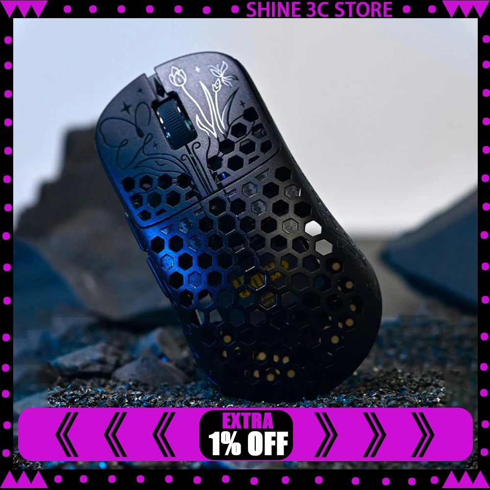 

Мышь из углеродного волокна Unius Black Lotus, двухрежимная беспроводная мышь Paw3950, 8000 Гц, легкие полые игровые мыши, аксессуары для ПК