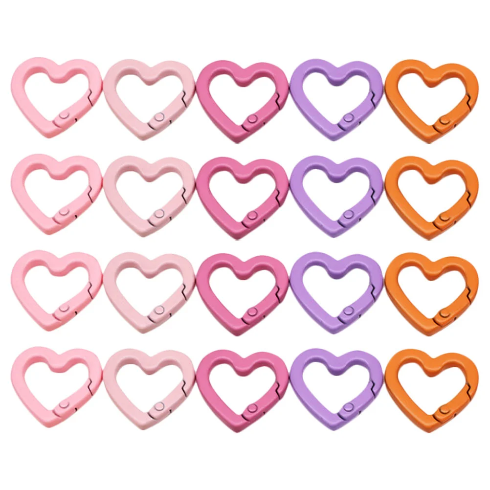 

20 Pcs Peach Heart Spring Buckle Key Lanyard DIY Snap Hooks Chains Accessories Zinc Alloy Clasps Keychain Clips for Crafts