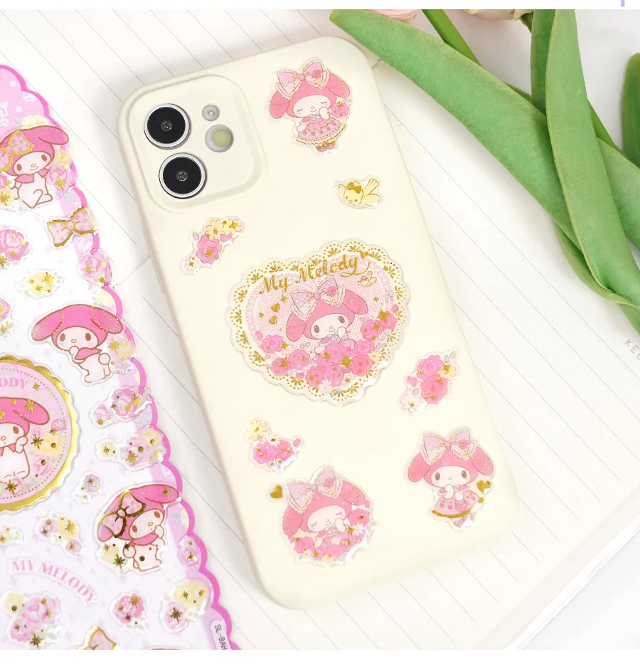 Genuine Sanrio Crystal Glue Children\'s Cartoon Melody Girl Mobile Phone Case Decoration