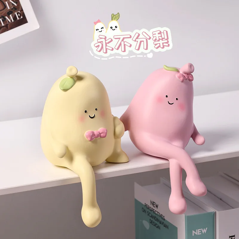 Hug pear ornament, hanging foot doll creative home decoration, bookshelf living room cabinet couple gift