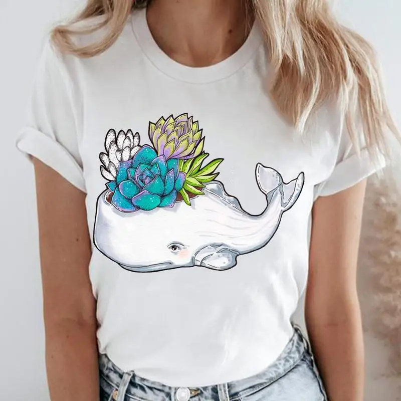 Women Pansy Flower Ladybug Print T‑Shirt, Retro Floral Insect Graphic Tees Casual Short Sleeve O‑Neck Summer Ladies Daily Tops