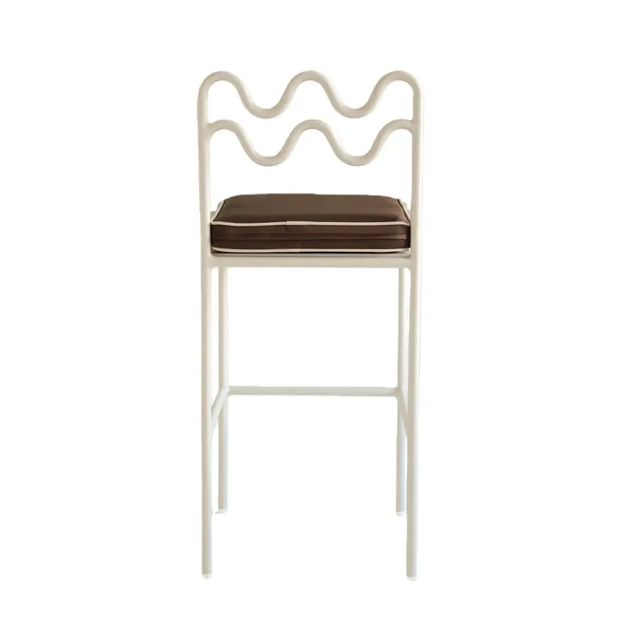 Elegant Design Modern Farmhouse Home Bar Powder Coated Metal Wave Bar Indoor Outdoor Fabric High Chair