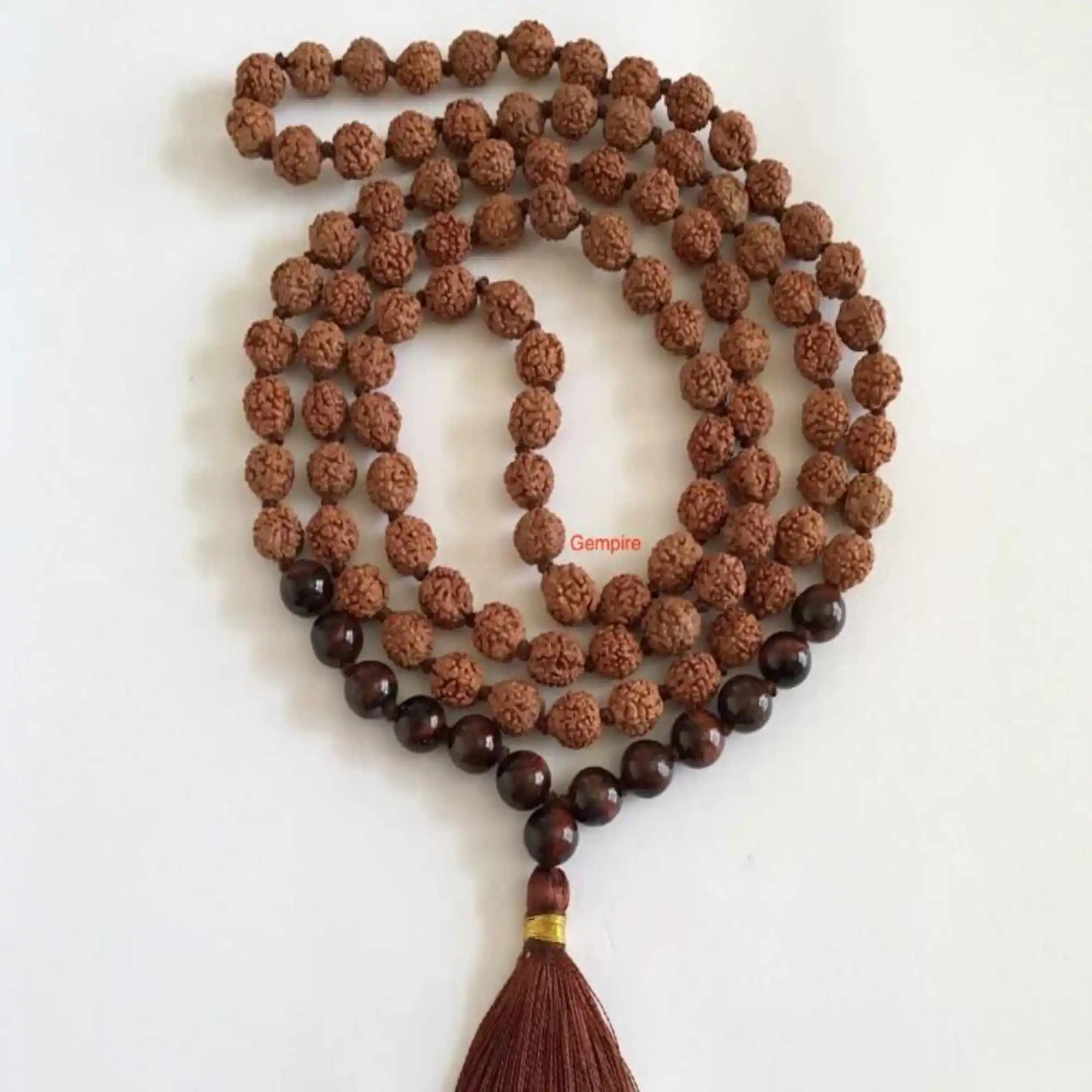 

8mm Natural knot Rudraksha Red Tigers Eye beads necklace Relief Mental Seven Chakras Prayer Healing Fragrant Cuff Wristband Diy