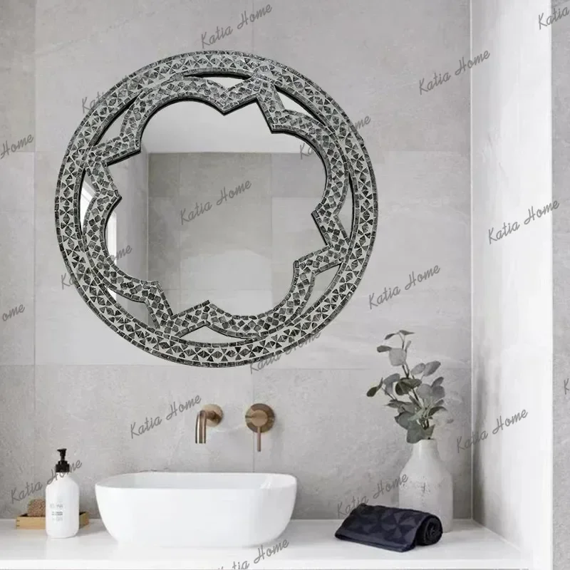 PG Original European Natural Shell Wall Mirror, Luxury Decor Vanity Mirror for Bathroom Sink Counter