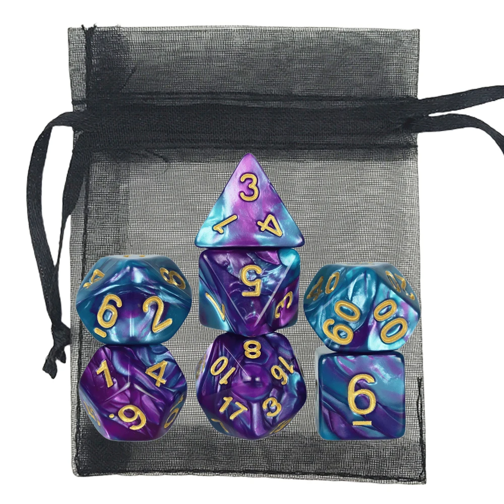 

DND Dice Set 7pcs Two-color Polyhedral Dice with a bag for DND RPG Poker Game Club Party Entertainment Tabletop Games