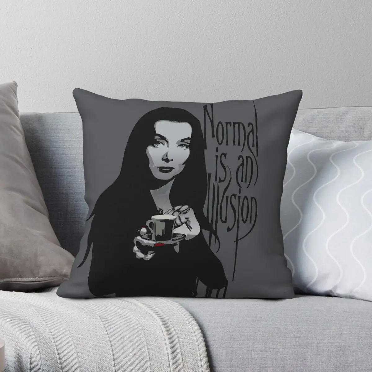 Normal Morticia Addams Square Pillowcase Polyester Linen Velvet Printed Zip Decorative Room Cushion Cover