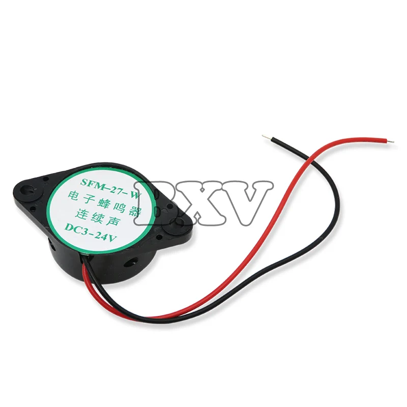 SFM-27 Alarm High-decibel 3-24V 12V Electronic Buzzer Beep Alarm Intermittent Continuous Beep For Arduino  White Black 1PCS