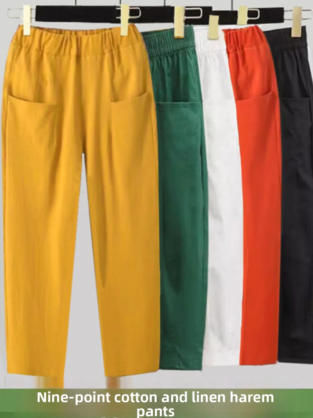 

Свободные хлопково-льняные брюки-харлан с эластичным поясом, женские повседневные брюки длиной 7/8, летние, с высокой талией, тонкие, от другого бренда