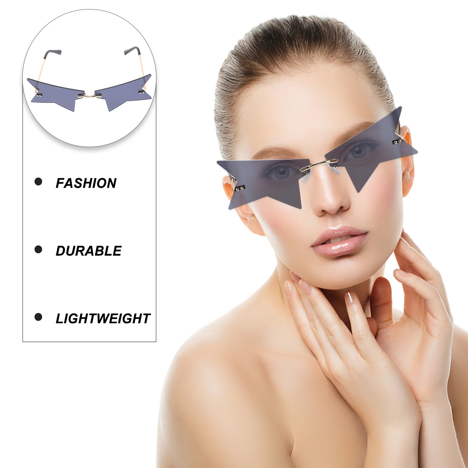 

Rimless Sunglasses Star Design Fashion Accessories Party Sunglasses Women Men Photo Props Vacation Festival Wear Glasses