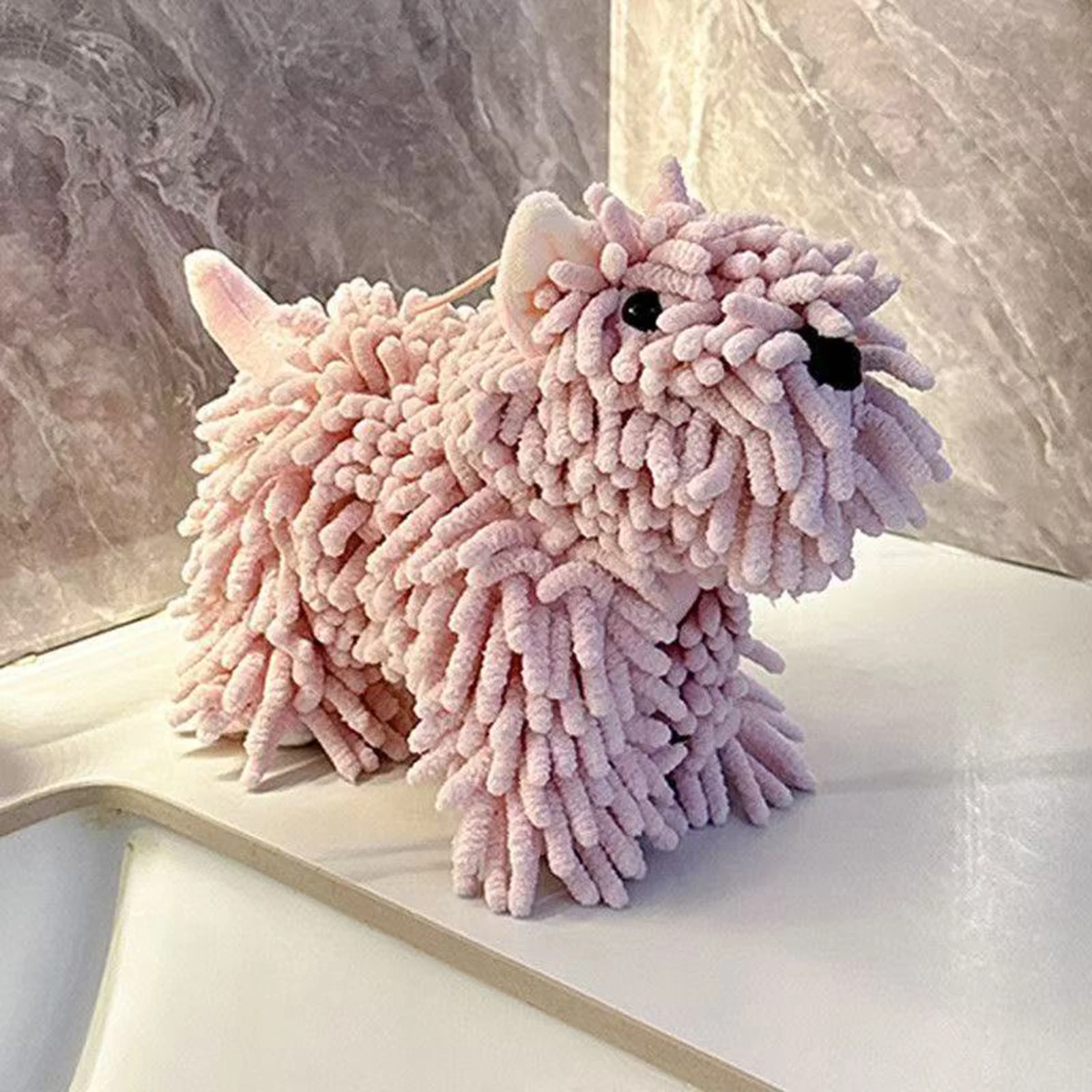 

Chenille Dog Hand Towel Fluffy and Soft Puppy Shaped Hand Towel Highly Sorbent Multipurpose for Bathroom Kitchen Washstand