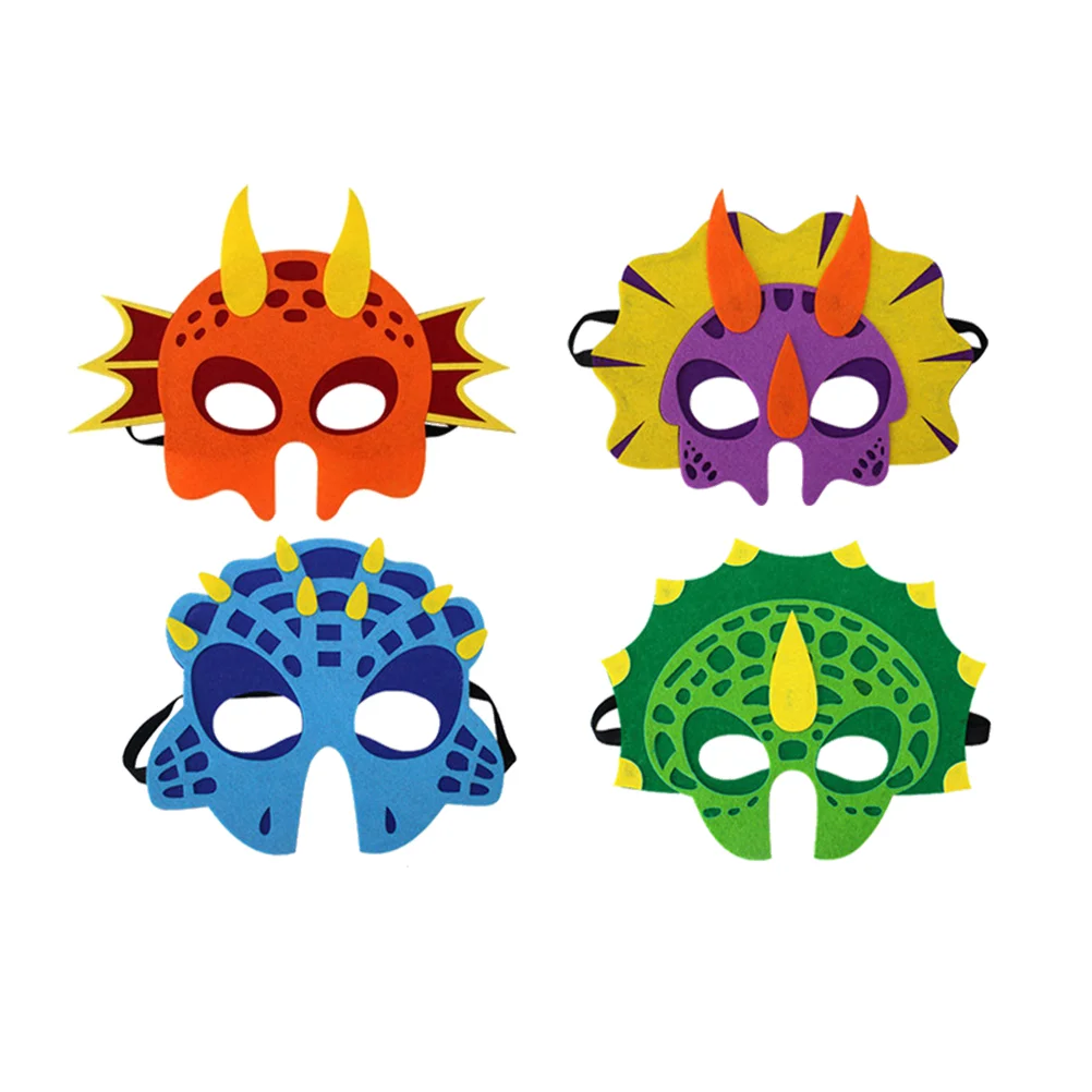 4 Pcs Monster Masks for Kids Party Felt Dinosaur Children Costume Animal Moving Jaw Cosplay Educational Playthiny