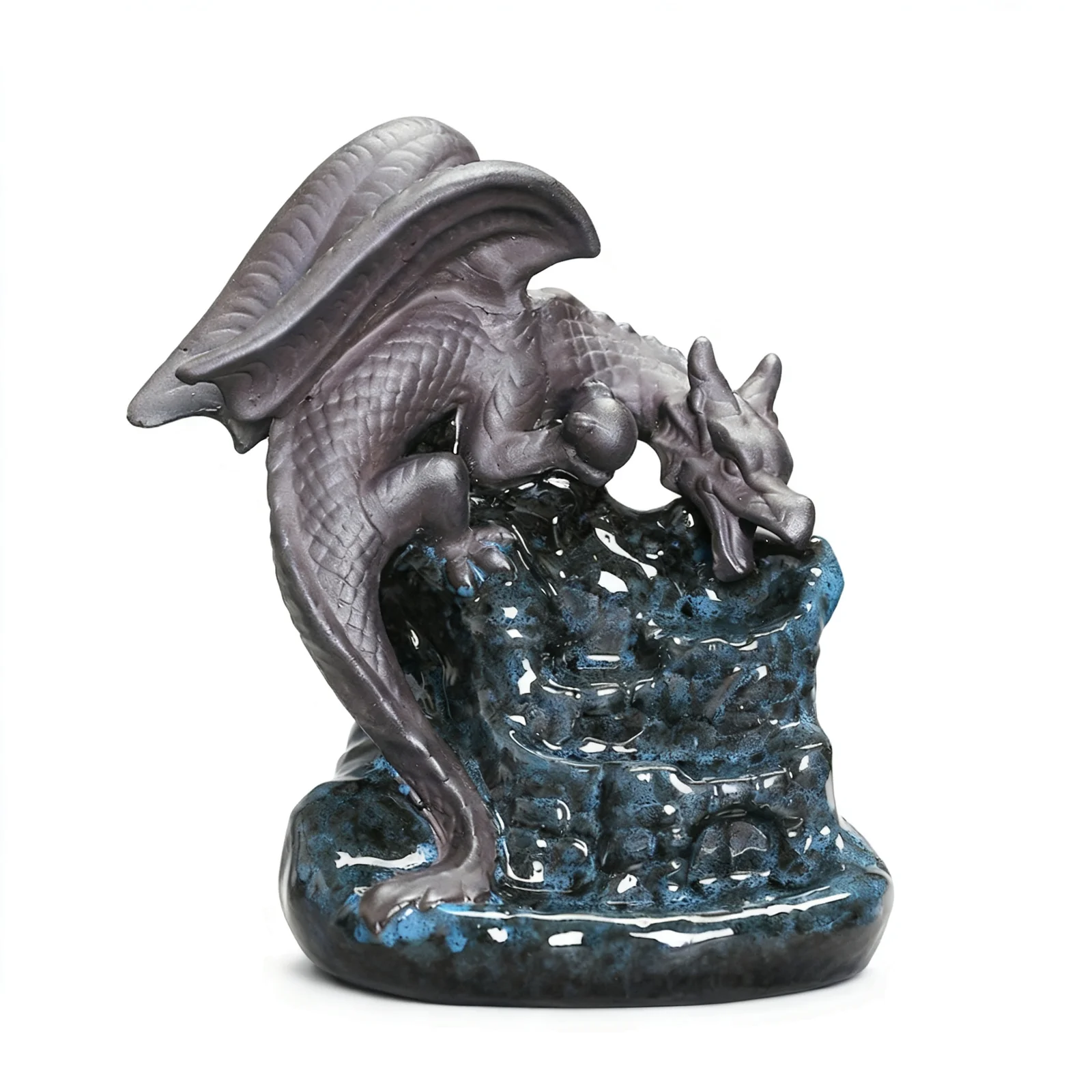 Backflow Incense Burner Handcrafted Ceramic Dragon Incense Holder Enhances American Style Home Decor