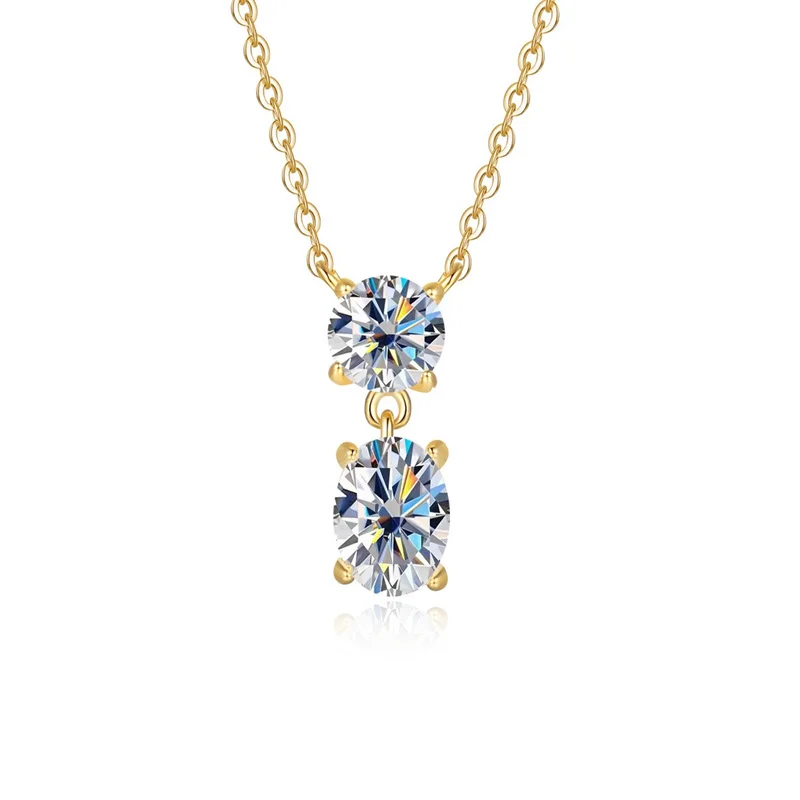 

ZFSILVER Trendy Fashion 925 Silver Color D White 0.5ct Moissanite Round Dangle Necklace For Charm Women Party Jewelry Gift L-472