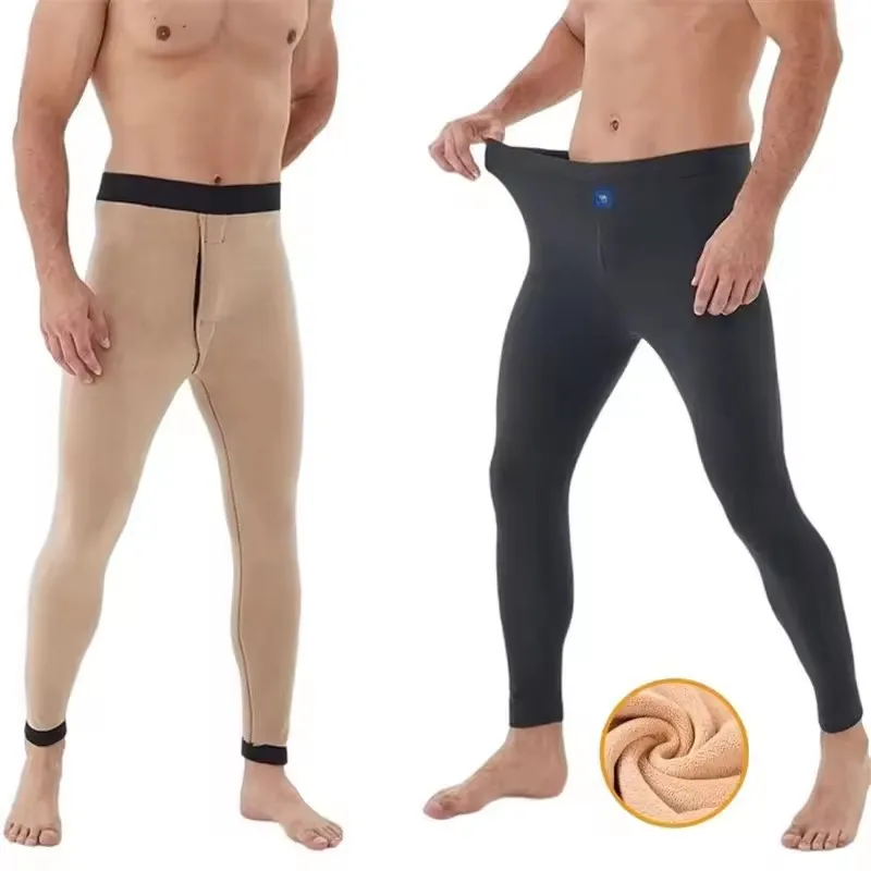 Winter Men Thermal Underwear Camel Hair Warm Long Pants Protection Waist Elastic Soft Comfort Trousers For Middle-Aged Men 8XL