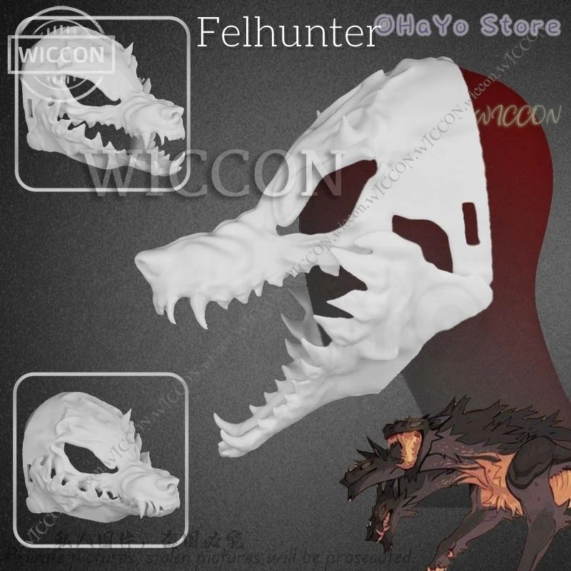 Felhunter Furry Skull Comic-Con Furry Suit Disguise Cartoon Halloween Costume Headwear Party Club Woman Man DIY Prop Halloween