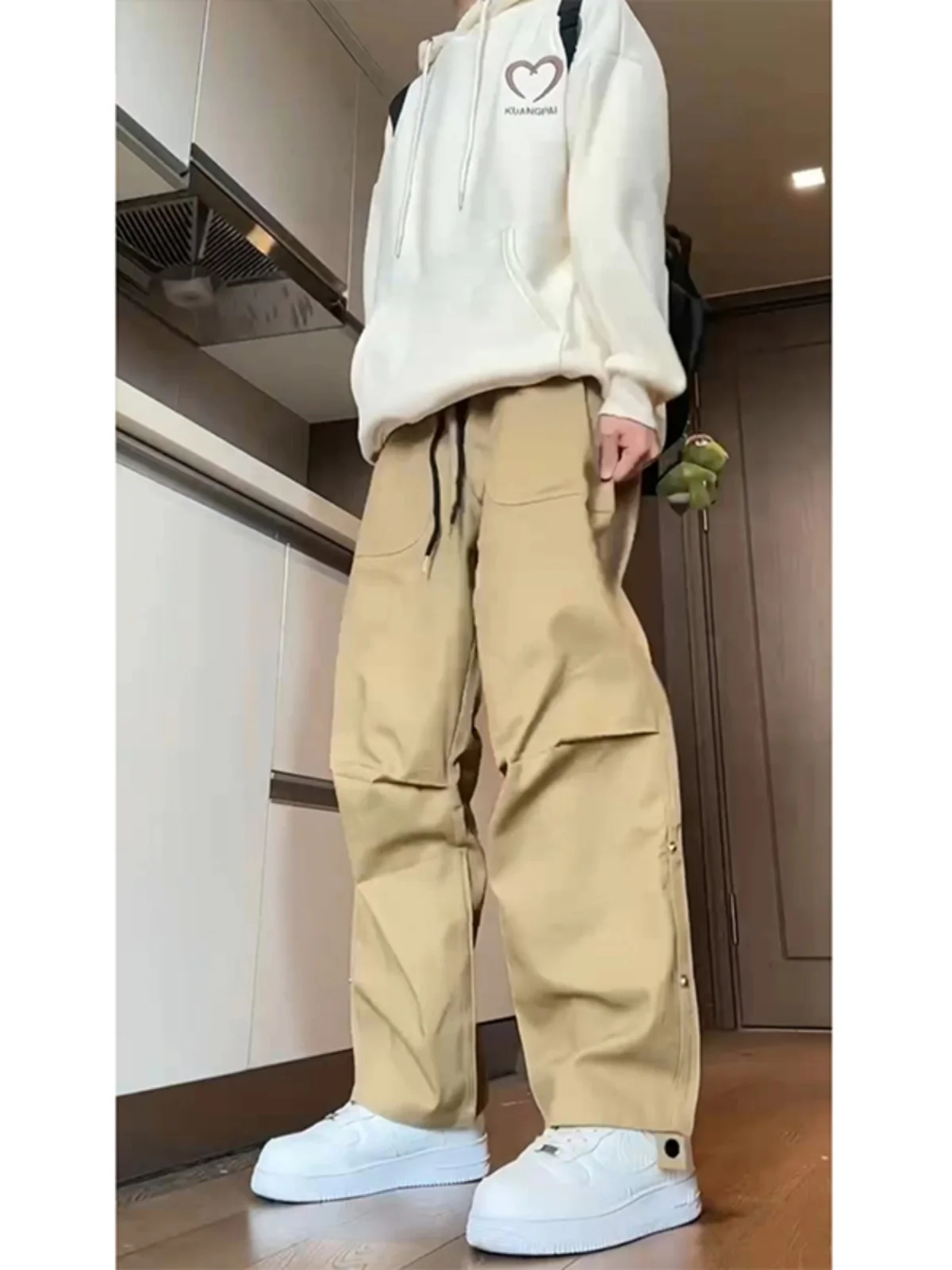 

Американские ретро-брюки цвета хаки, свободные повседневные мужские модные длинные брюки, молодежные брюки Vitali Sle, весенне-осенняя одежда