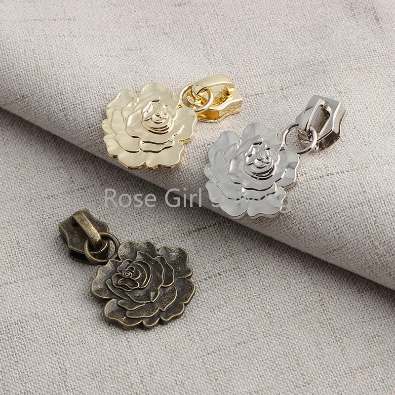 5/20PCS Plant Styles Ginkgo,Rose,Feather,Coconut tree 5# Nylon Zipper Heads For Garment Suitcase Bags Puller Sliders Accessories