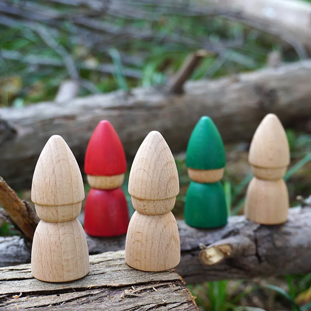 6Pcs Wooden Peg People Unpainted DIY Graffiti Art Supplies for Children Crafting Sessions Portable Fun Decorative