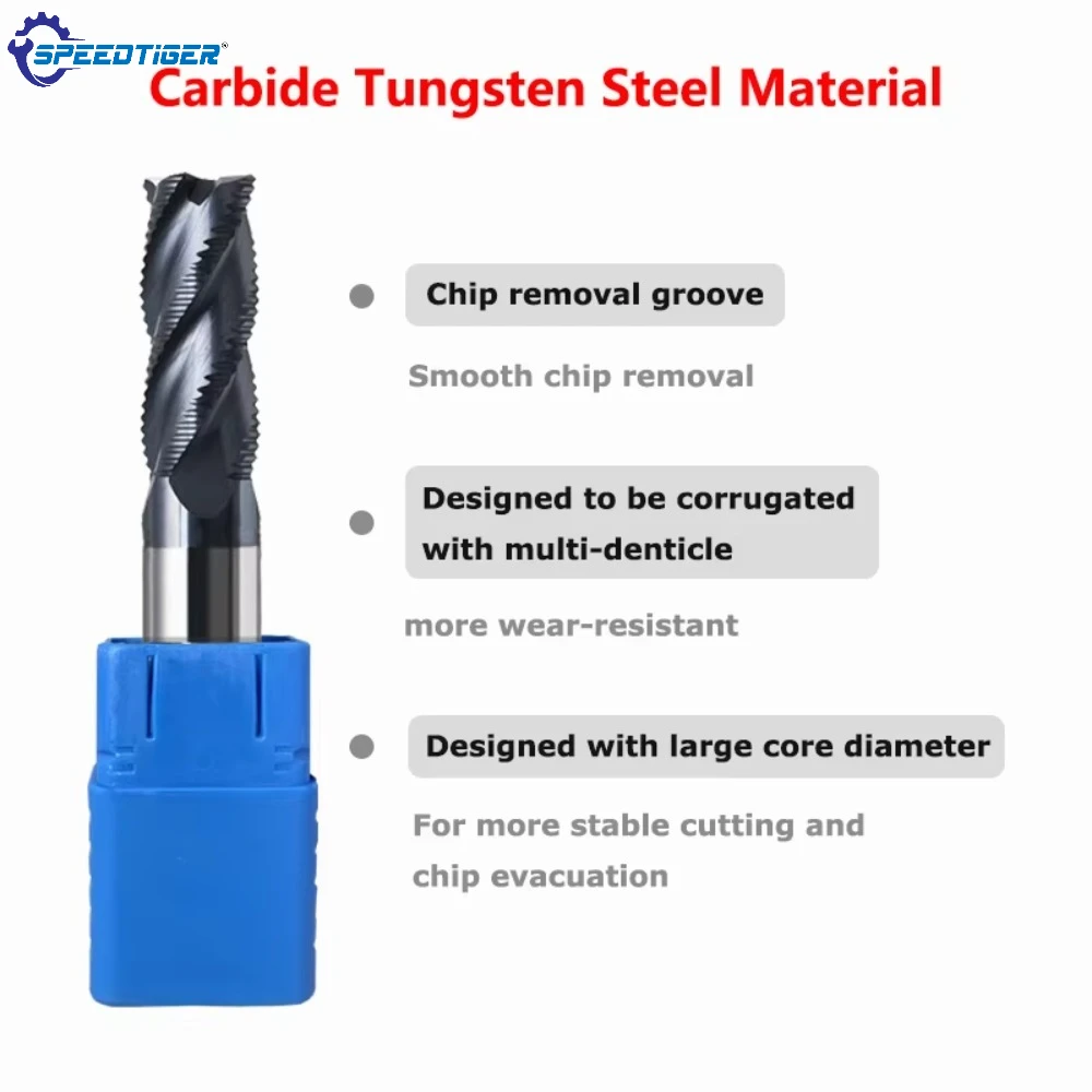 HRC58 Carbide Roughing End Mill 4 Flute CNC Bit For Steel Metal Rough Machining 4mm 5mm 6mm 8mm 10mm 12mm 14mm 16mm 18mm 20mm