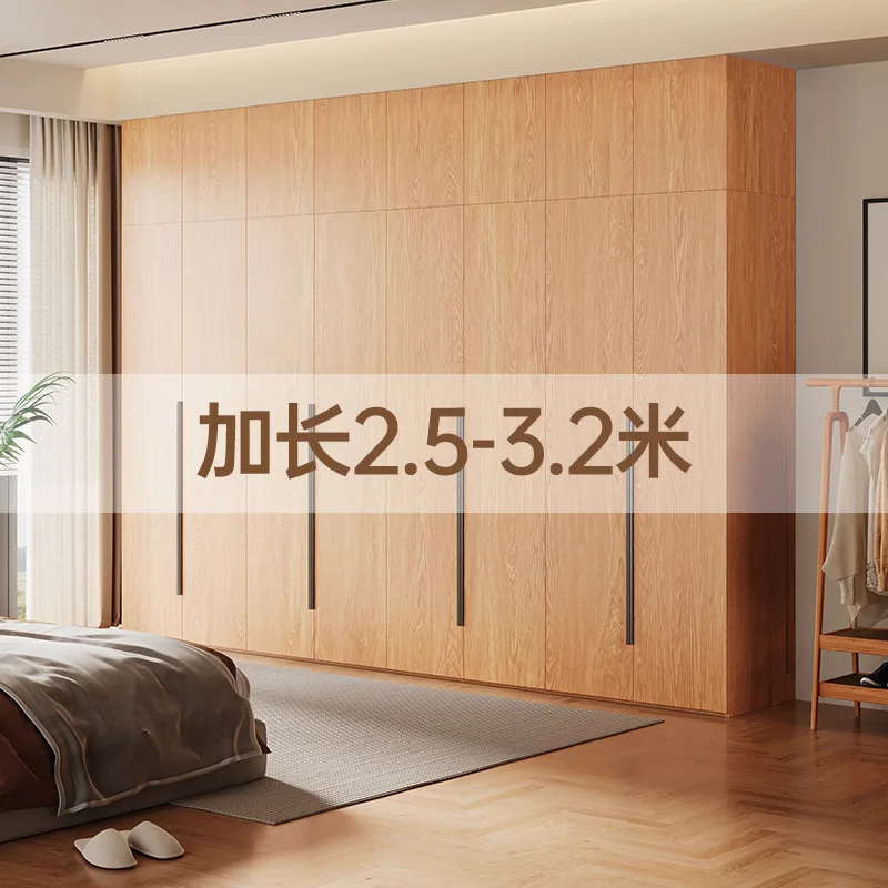 Full Solid Wood Wardrobe Rubber Wood Bedroom Home Log Wind Heightened 2.5-3 Meters Lengthened 2.5-3 Meters Wardrobe