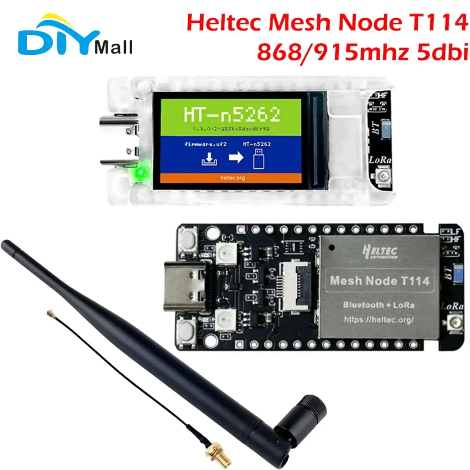 DIYmall Heltec Mesh Node T114 - LoRaWAN Tracker Board with NRF52840, SX1262, 868/915MHz Antenna (Low Power Devboard)