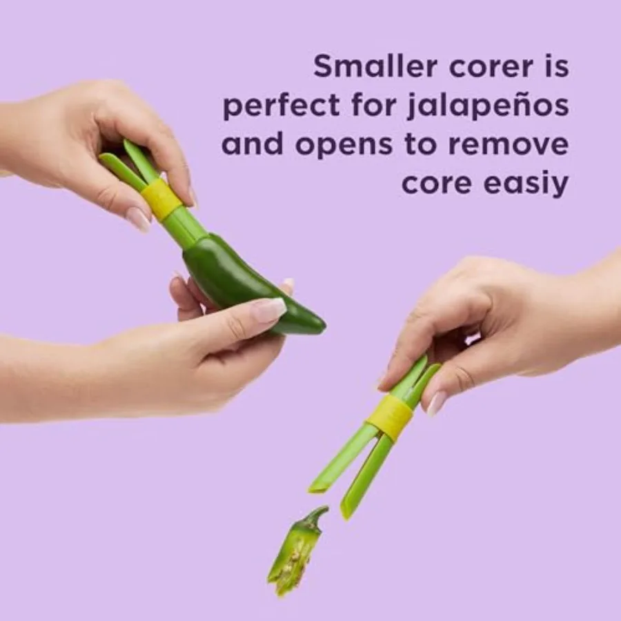 2in1 Peper- en Jalapeno-boorset met genesteld ontwerp voor efficiënte opslag Moeiteloos ontzaaien en snelle voedselbereiding