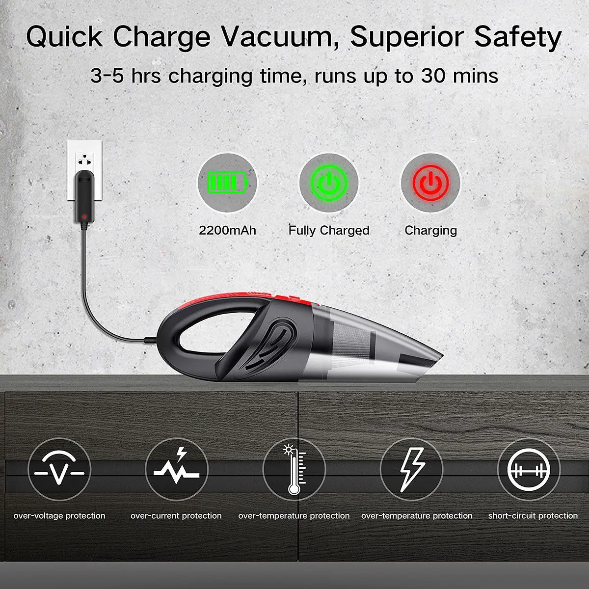 9000PA 자동차 무선 진공 청소기, 가정용 사무실용 충전식 핸드 헬프 무선 진공 청소기, 와트 앤 드라이 세척 가능 헤파 필터