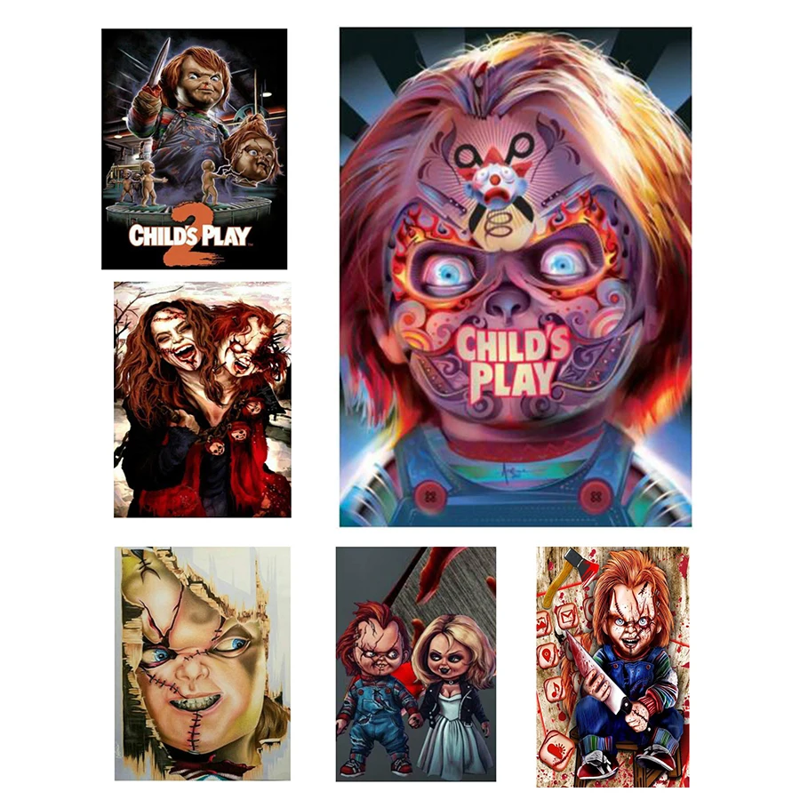 

5D DIY Diamond Painting Horror Clown Movie Chucky Full Square Round Embroidery Art Mosaic Cross Stitch Kits Child's Play