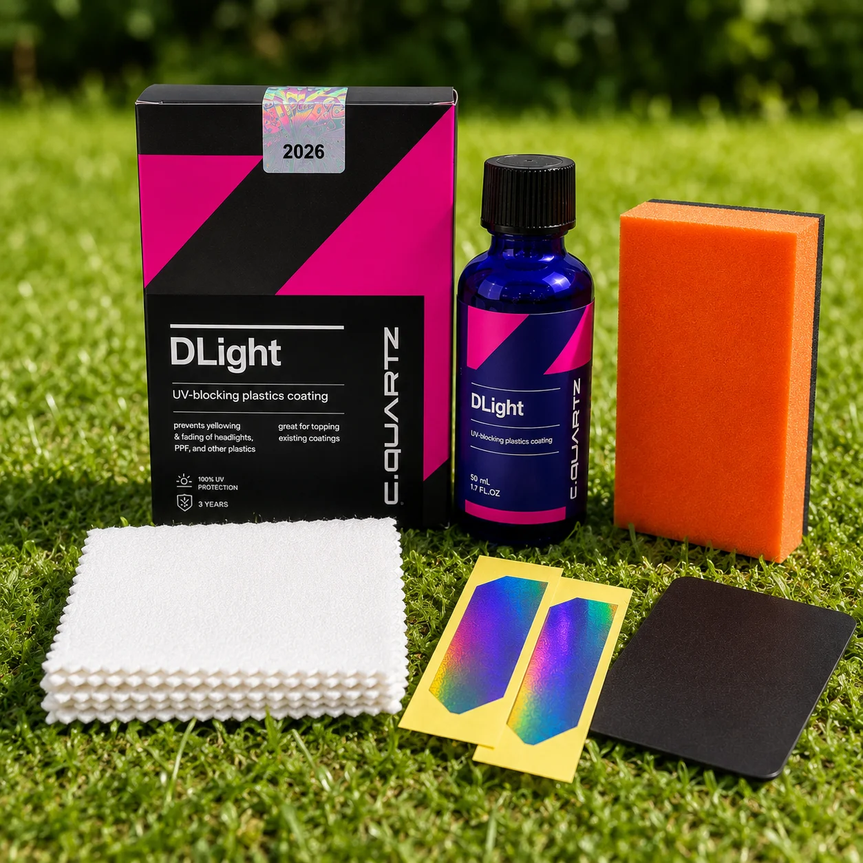 車用cquartz-dlight-uvセラミックヘッドライトコーティング、長持ちする保護コーティング、車のヘッドライトとppfプラスチックのケアに