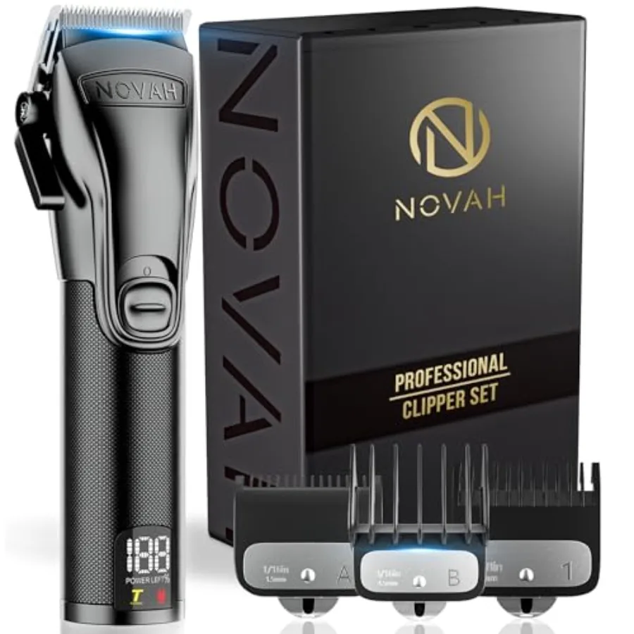 Professional barber clippers for men: stainless steel blades, matte black finish, cordless fade precision, ideal for salon and