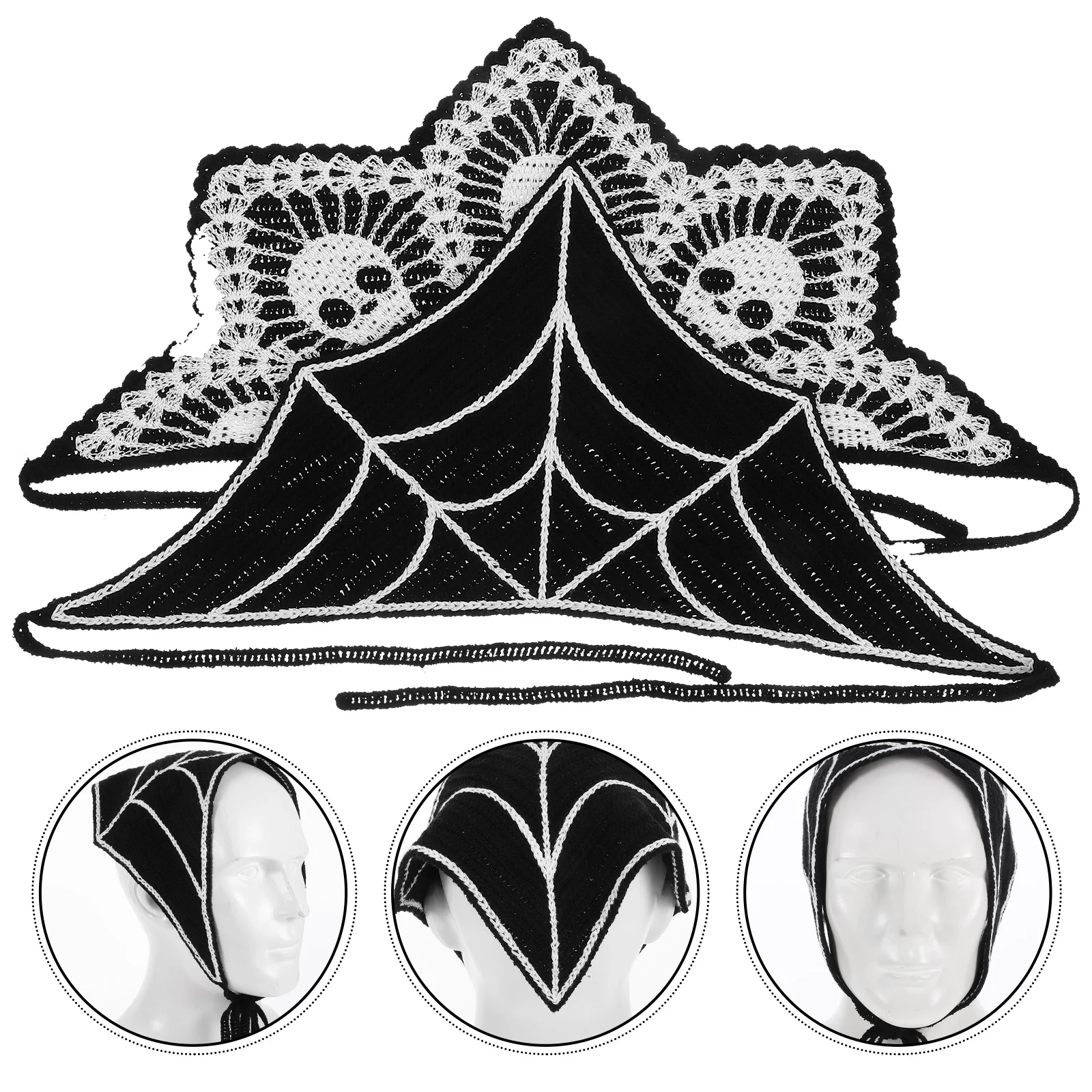 2Pcs Crochet Gothic Bandana Headbands Spider Hair Scarves Halloween Hair Accessories Women Spooky Fashion