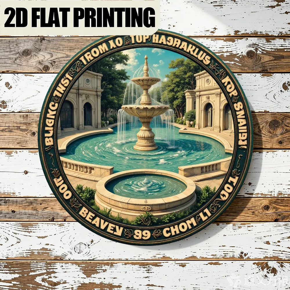 CelestialFountain 11.81in Round Wall Art, 2D Flat Design Badge Sign, Vintage Gift for Women Sister Friends, Home Decor Birthday