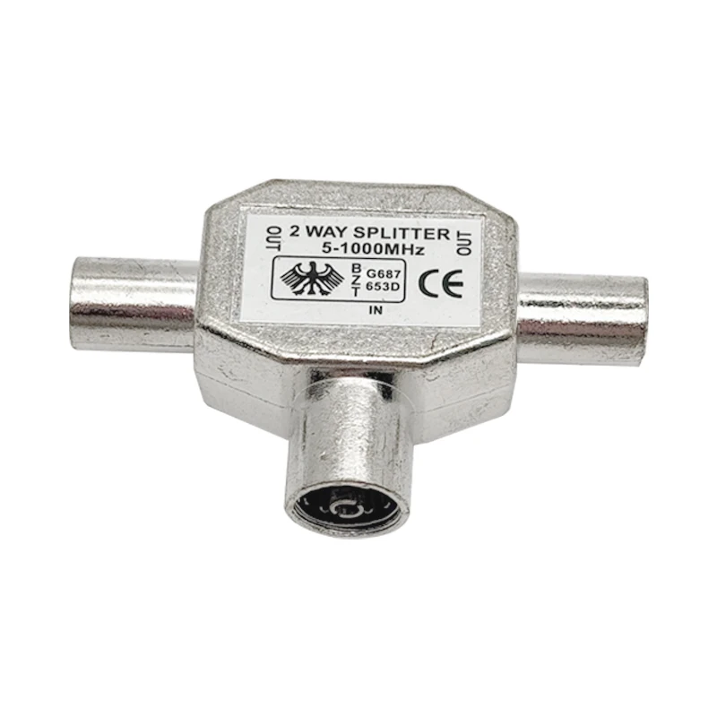 2-Way Splitter TV Male Plug Female Socket Coaxial Signal Distributor Connector One-to-Two  T-Shape TV Cable Antennas Splitter