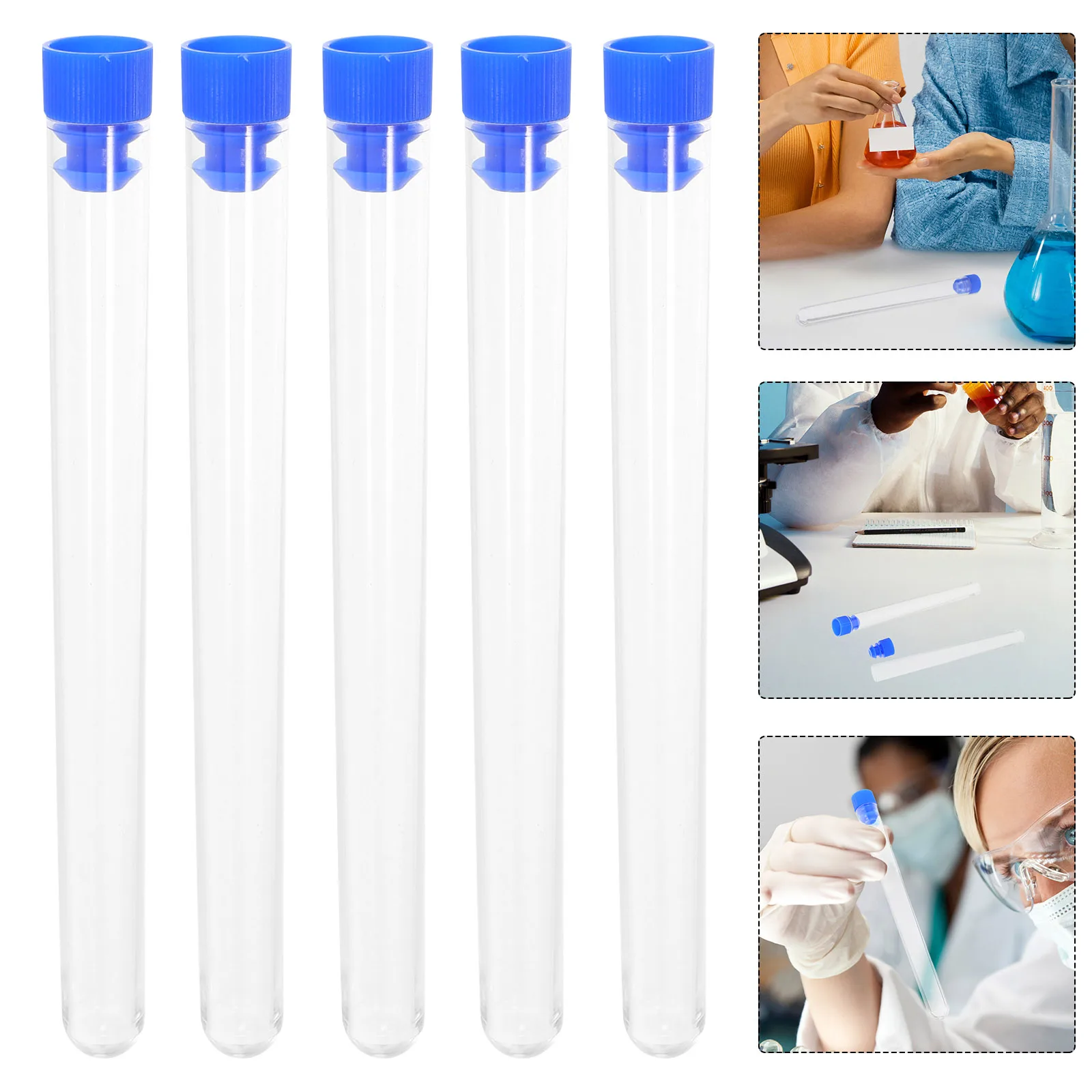 

25 Pcs Laboratory Test Tubes Clear Plastic Sample Vials Scientific Experiments Sampling Containers Caps for Radioimmunoassay