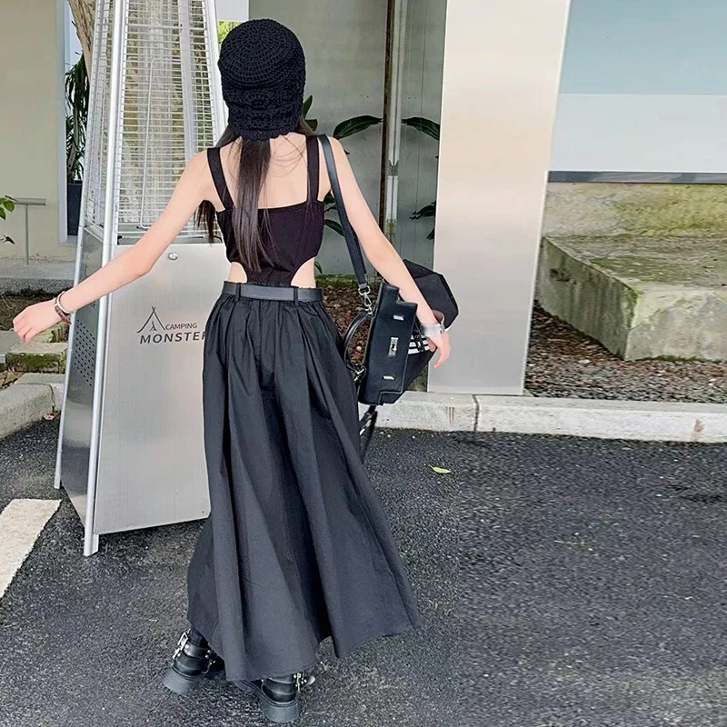 Baby Girl Dress Girls Summer Dress 2024 Cool Spicy Fake Two Slip Dress Hepburn Style Temperament Long Skirt Thin Skirt image 4