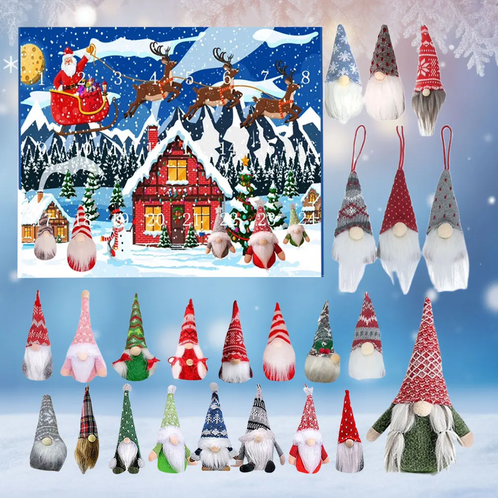 

2024 Christmas Gnome Holidays Advent Calendar 24 Days Faceless Dwarf Xmas Countdown Calendar Gifts Box with Gnome Plush Toys