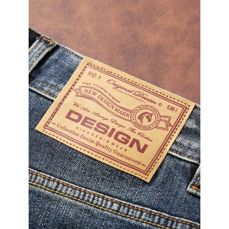 Jeans da uomo in stile europeo e americano retrò, bianco lucido, elastico, vestibilità slim, abbigliamento da uomo moda autunnale