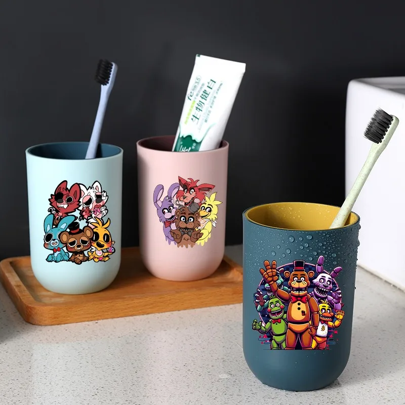 

FNAF Toothbrush Cup Five Nights At Freddys Tooth Cups Boys Girls Outdoor Portable Couple Simple Family Water Bottles Party Gifts